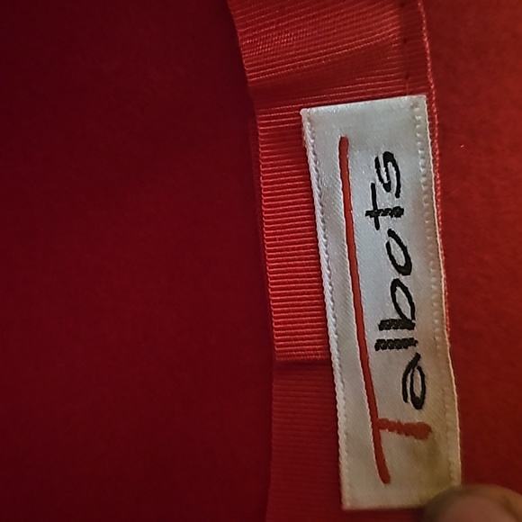 Talbots Designer Elegant Red Wide Rim Hat w/Small Black Bow - Picture 7 of 7